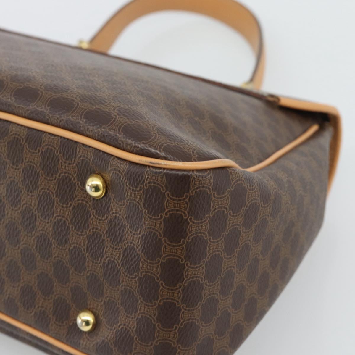 CELINE Macadam Canvas Hand Bag PVC Leather Brown Gold Auth am12166V