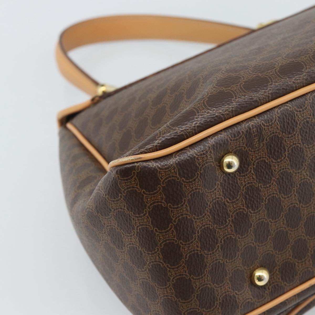 CELINE Macadam Canvas Hand Bag PVC Leather Brown Gold Auth am12166V