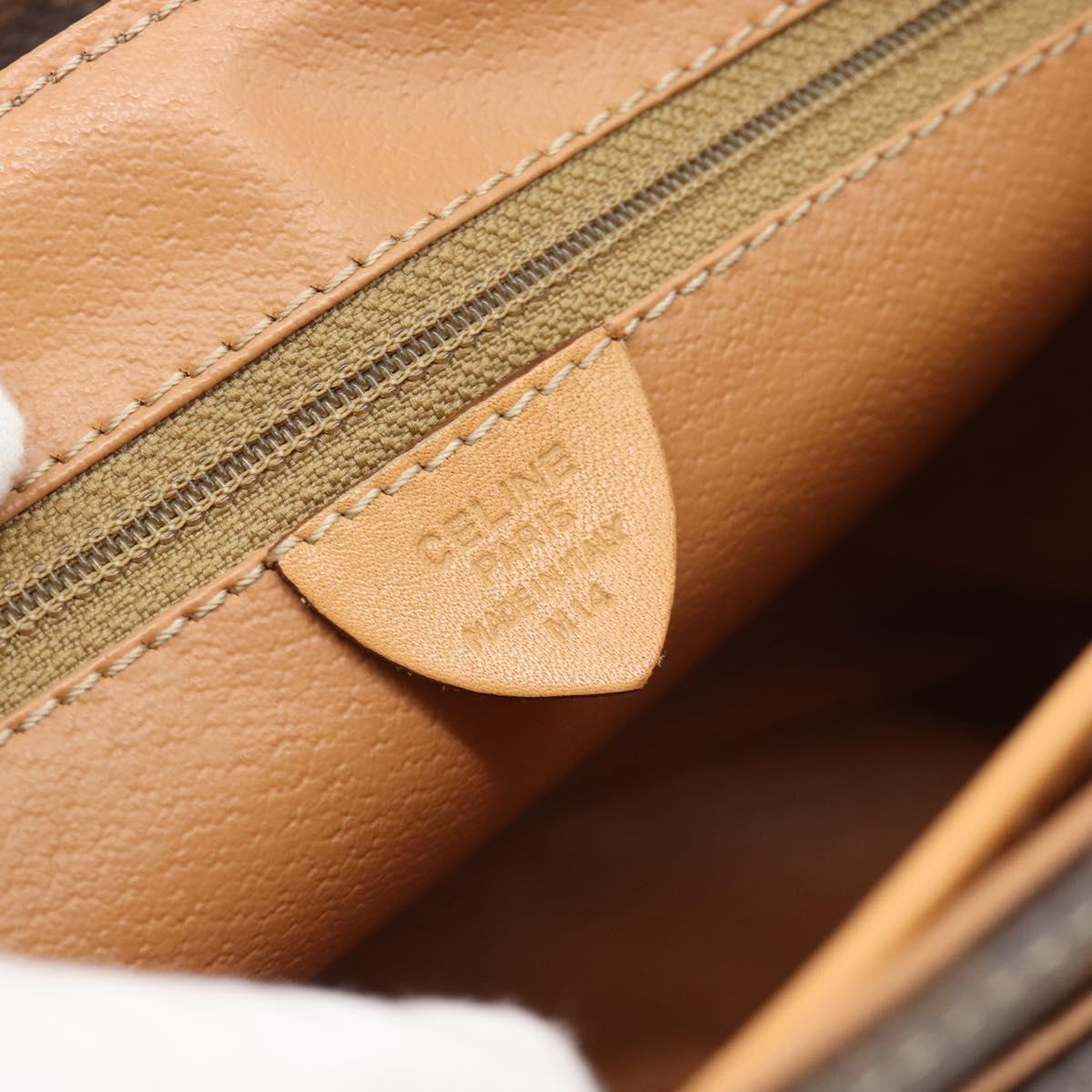 CELINE Macadam Canvas Hand Bag PVC Leather Brown Gold Auth am12166V
