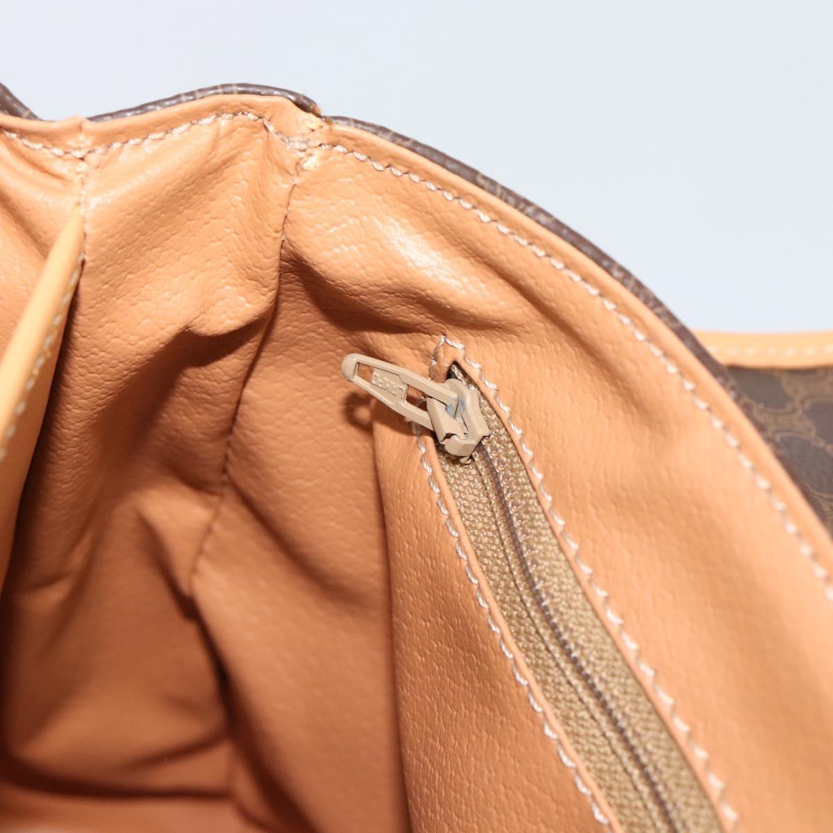 CELINE Macadam Canvas Hand Bag PVC Leather Brown Gold Auth am12166V