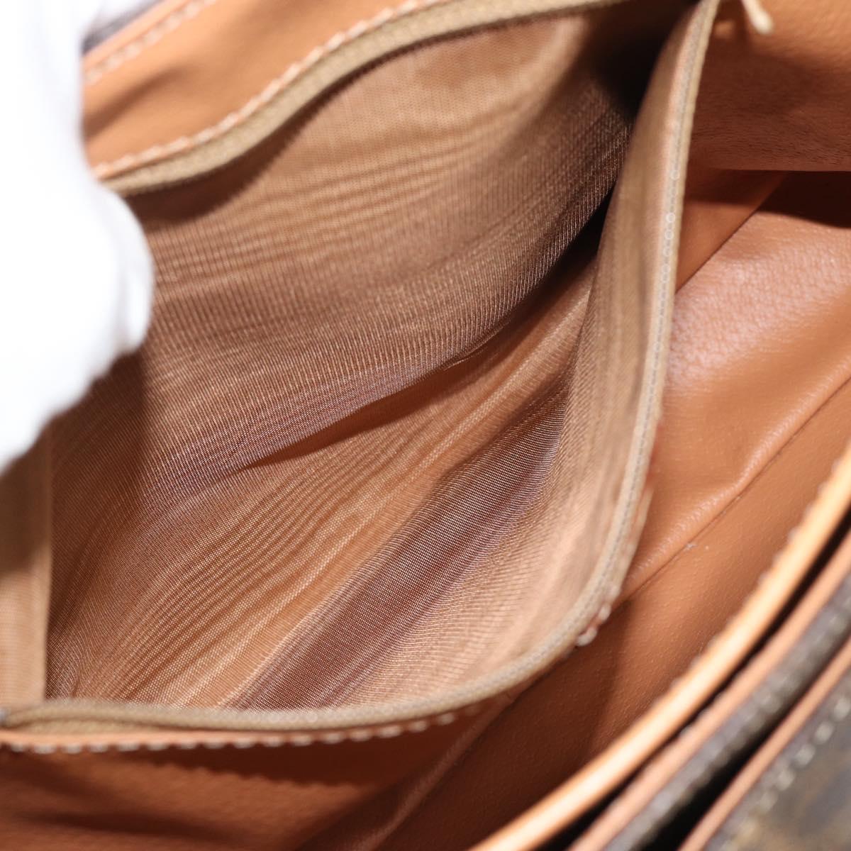 CELINE Macadam Canvas Hand Bag PVC Leather Brown Gold Auth am12166V