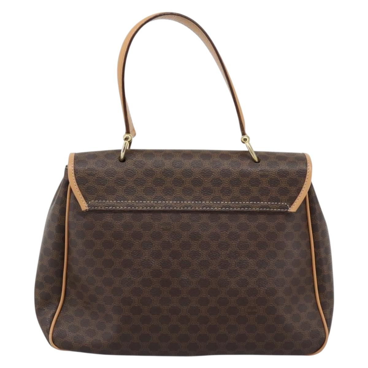 CELINE Macadam Canvas Hand Bag PVC Leather Brown Gold Auth am12166V