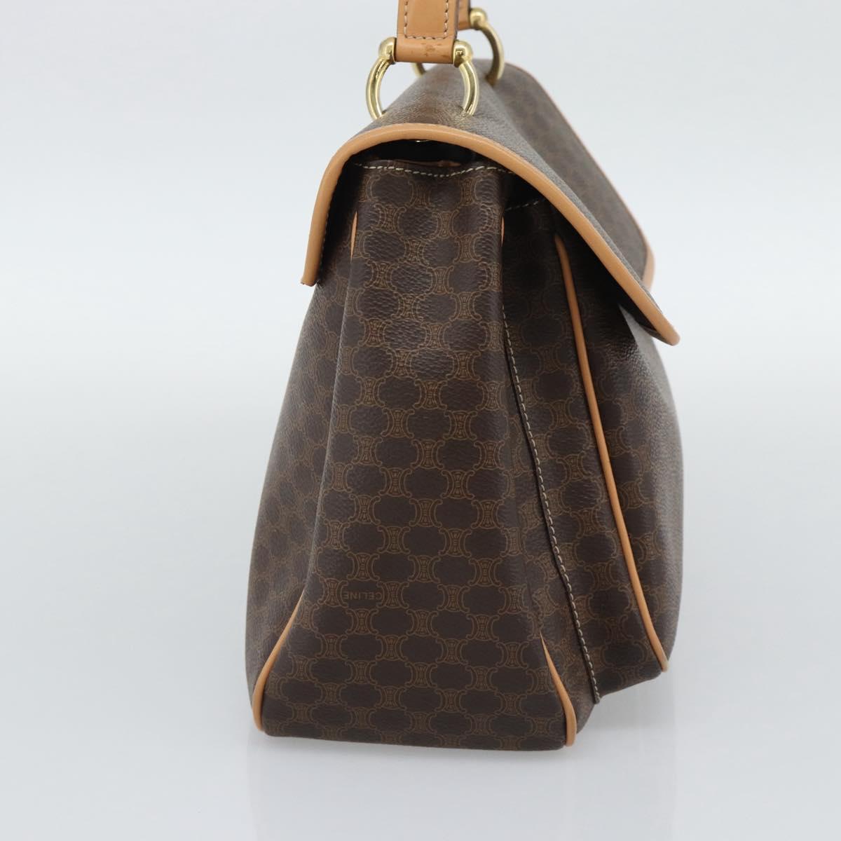 CELINE Macadam Canvas Hand Bag PVC Leather Brown Gold Auth am12166V
