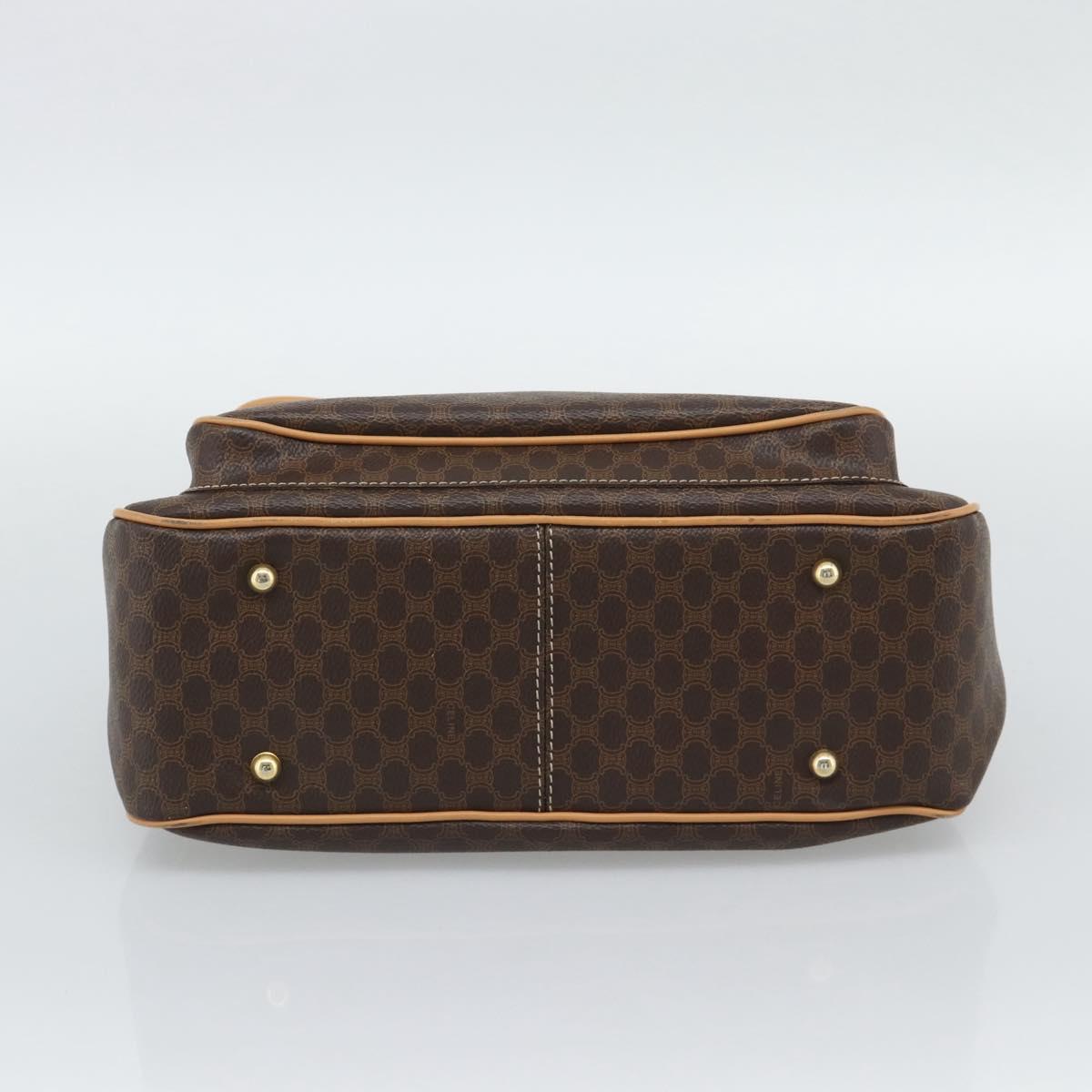 CELINE Macadam Canvas Hand Bag PVC Leather Brown Gold Auth am12166V