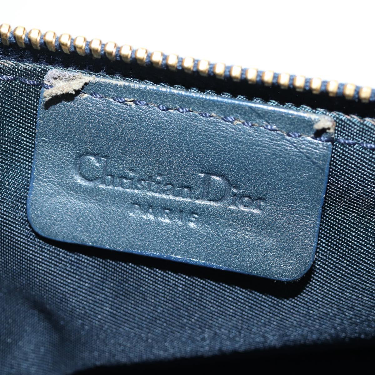 Christian Dior Trotter Canvas Saddle Pouch Navy Gold Auth am12177V