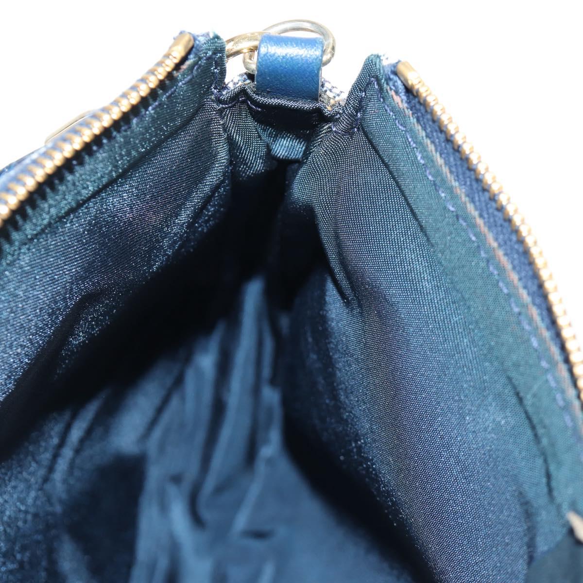 Christian Dior Trotter Canvas Saddle Pouch Navy Gold Auth am12177V