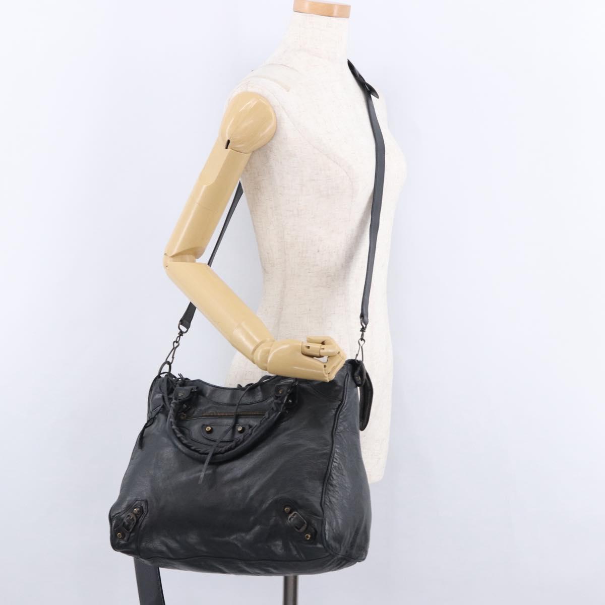BALENCIAGA The Vero Hand Bag Leather 2way Navy 235216 Auth am12179V