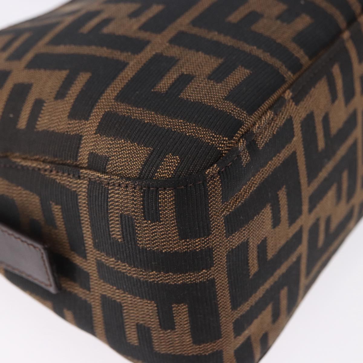 FENDI Zucca Canvas Mamma Baguette Shoulder Bag Black Brown Auth am12180V