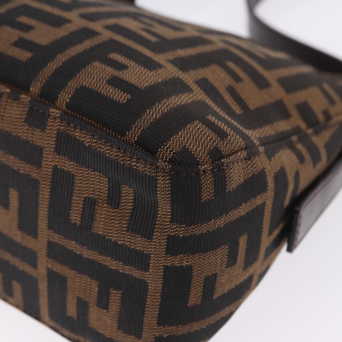 FENDI Zucca Canvas Mamma Baguette Shoulder Bag Black Brown Auth am12180V