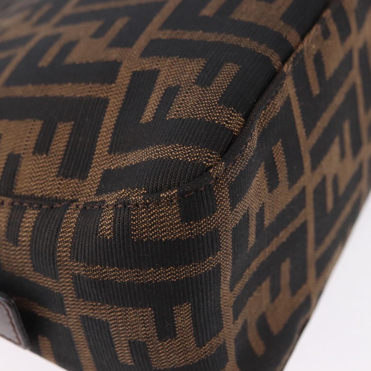 FENDI Zucca Canvas Mamma Baguette Shoulder Bag Black Brown Auth am12180V