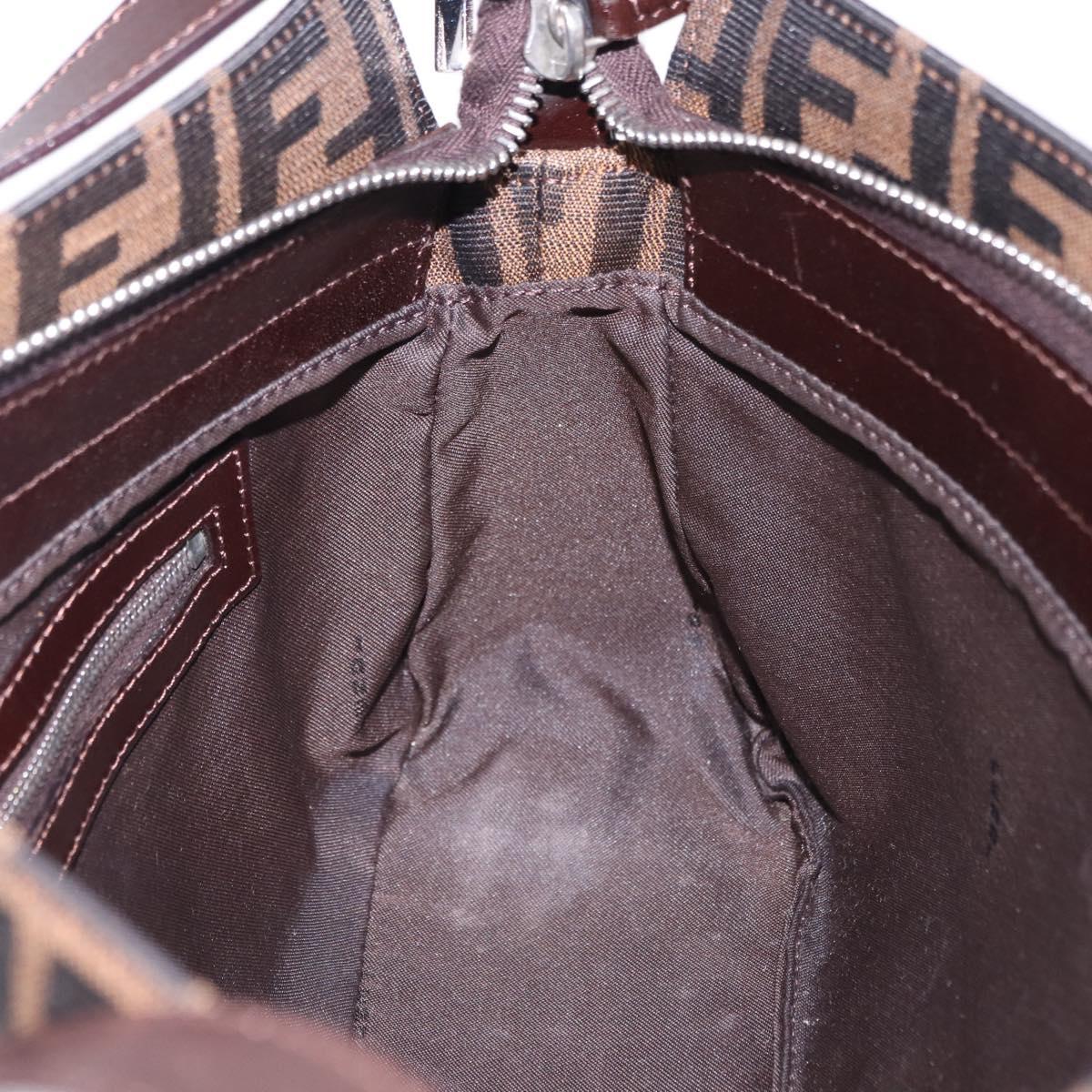 FENDI Zucca Canvas Mamma Baguette Shoulder Bag Black Brown Auth am12180V