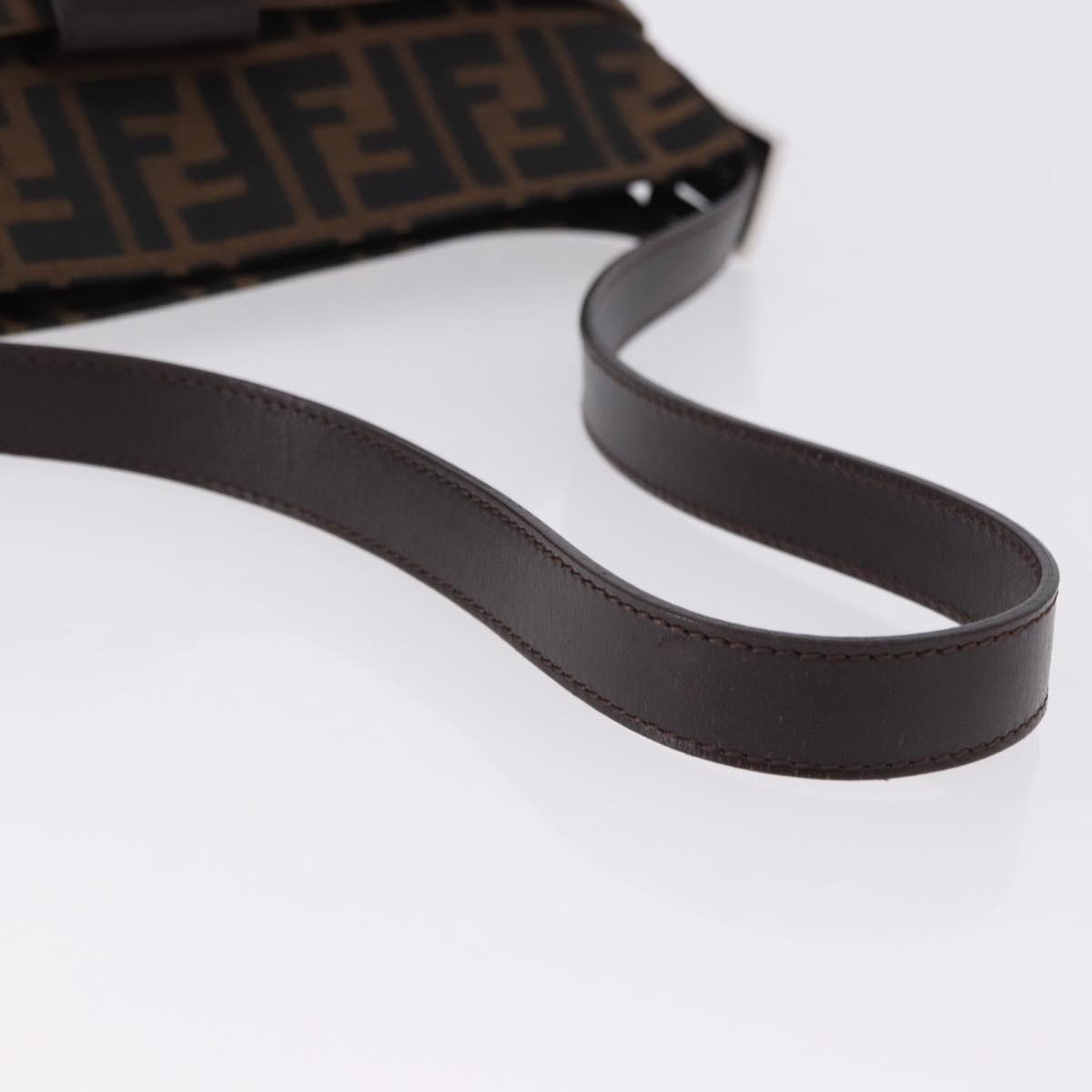 FENDI Zucca Canvas Mamma Baguette Shoulder Bag Black Brown Auth am12180V