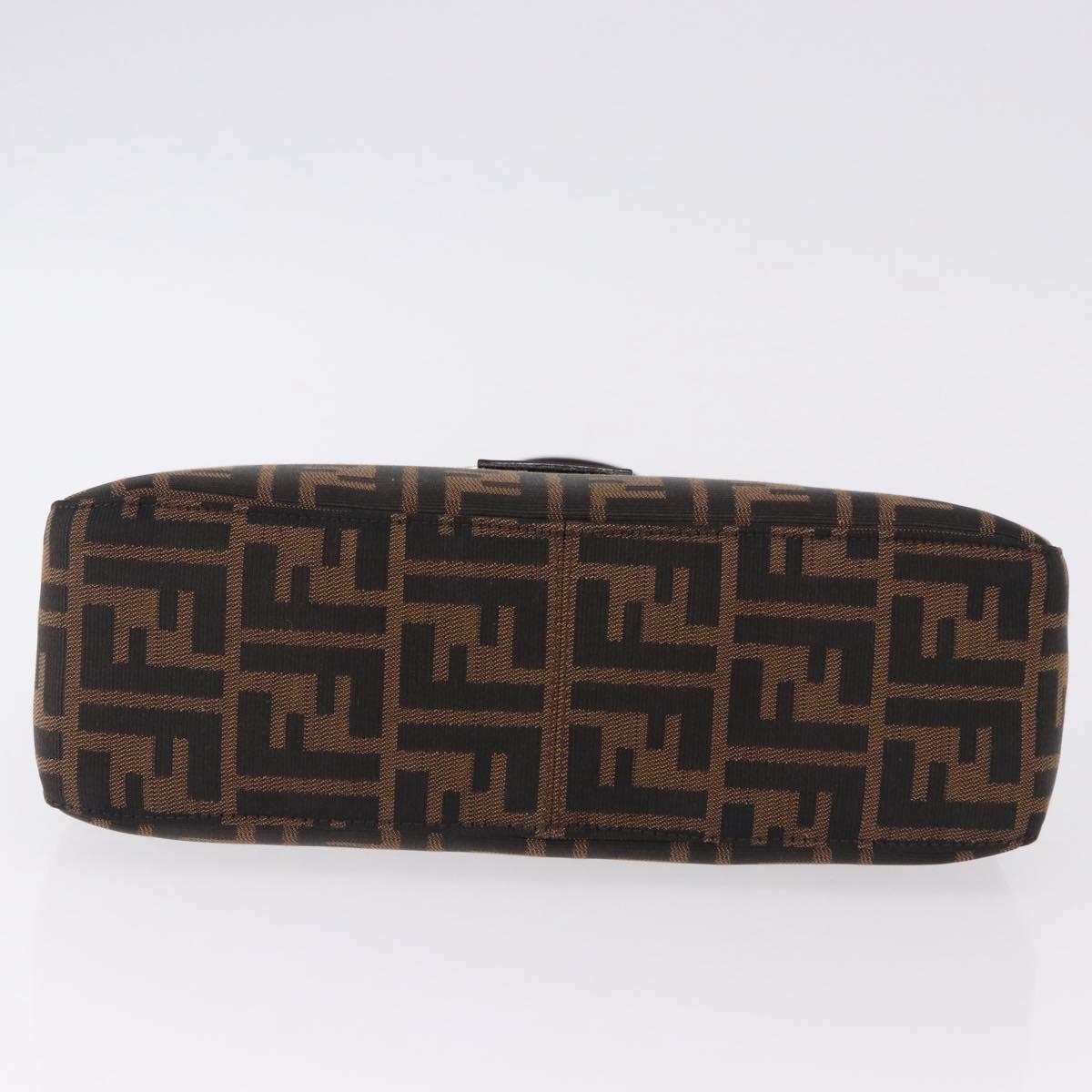 FENDI Zucca Canvas Mamma Baguette Shoulder Bag Black Brown Auth am12180V