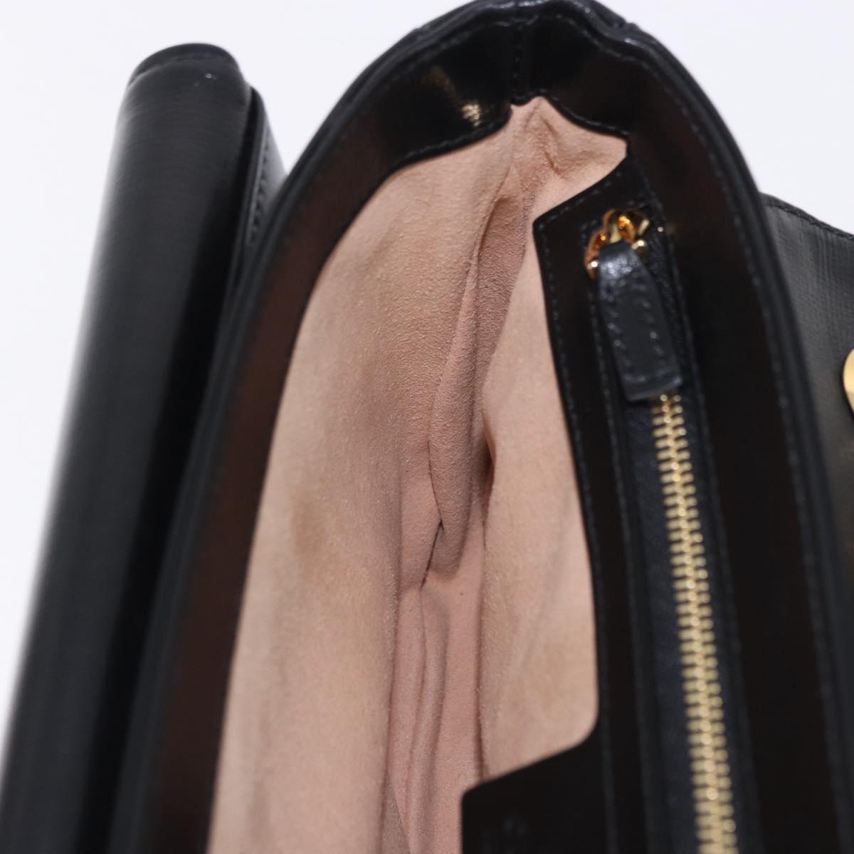 GUCCI Marina Chain Shoulder Bag Leather Black Gold 576421 Auth am12181M