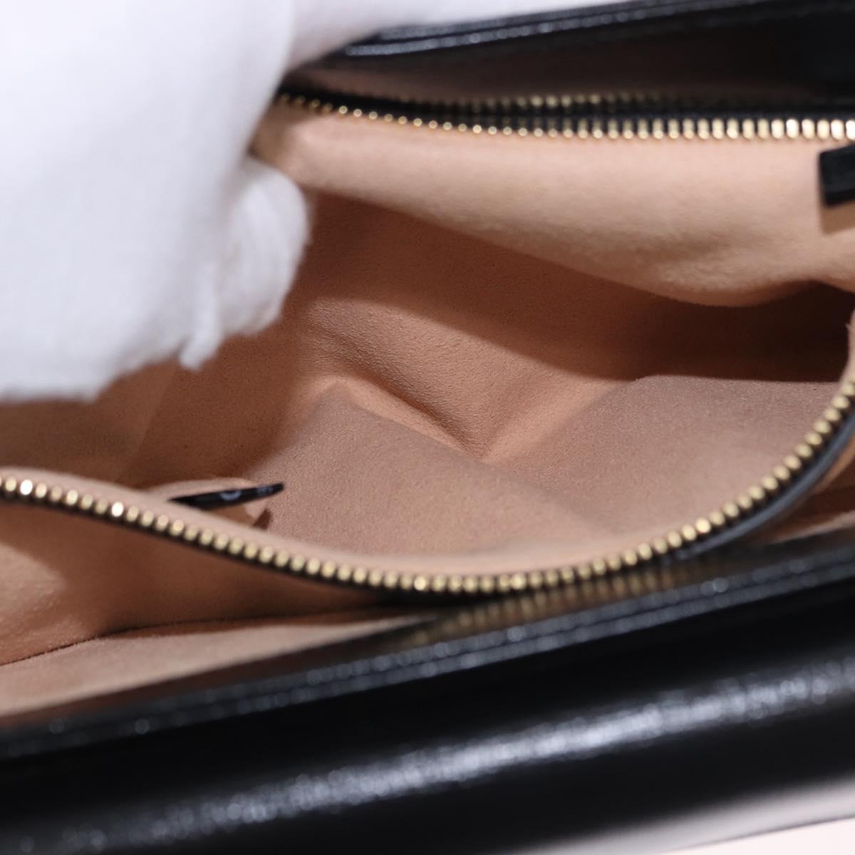 GUCCI Marina Chain Shoulder Bag Leather Black Gold 576421 Auth am12181M