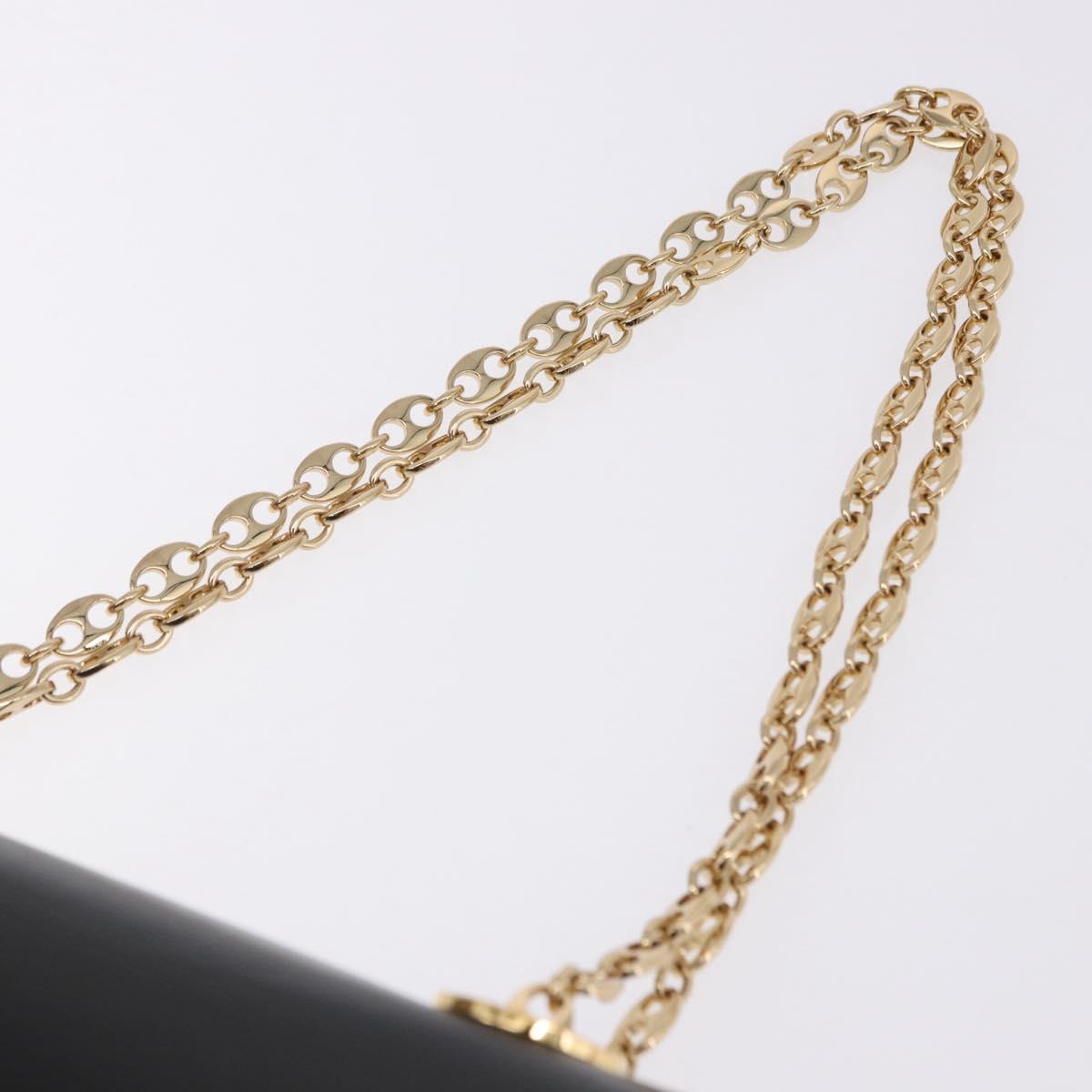 GUCCI Marina Chain Shoulder Bag Leather Black Gold 576421 Auth am12181M