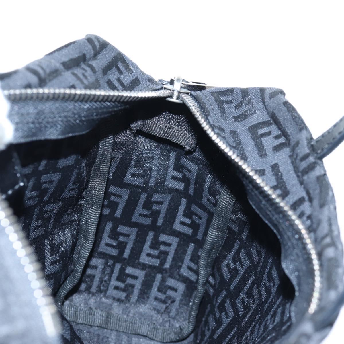 FENDI Zucchino Canvas Mini Hand Bag Black Silver Auth am12184V