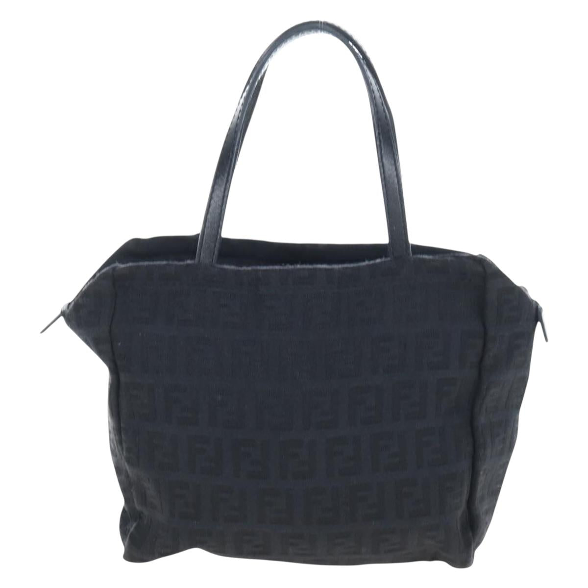 FENDI Zucchino Canvas Mini Hand Bag Black Silver Auth am12184V