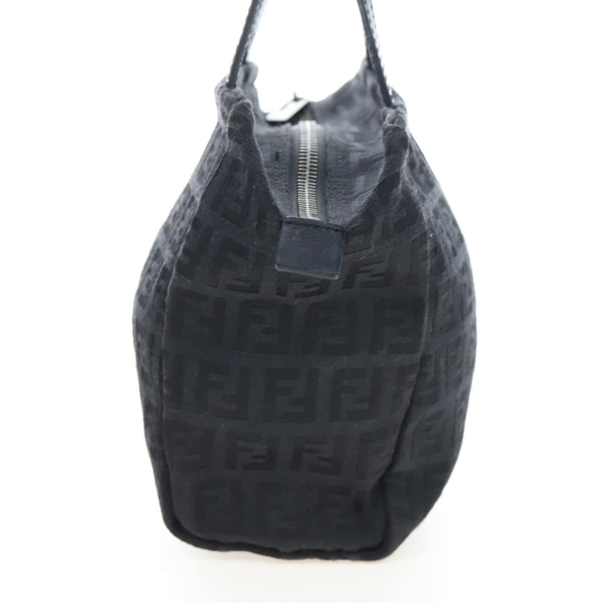 FENDI Zucchino Canvas Mini Hand Bag Black Silver Auth am12184V