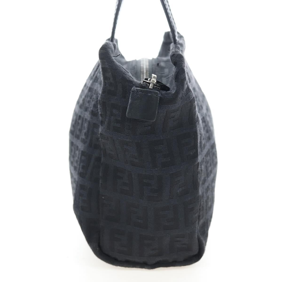 FENDI Zucchino Canvas Mini Hand Bag Black Silver Auth am12184V
