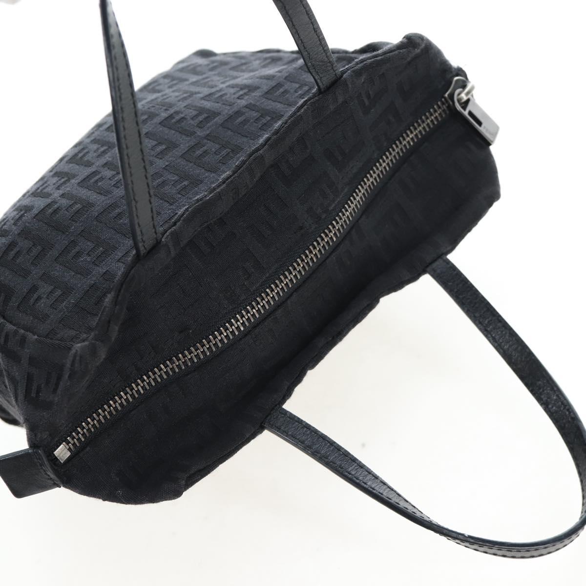 FENDI Zucchino Canvas Mini Hand Bag Black Silver Auth am12184V