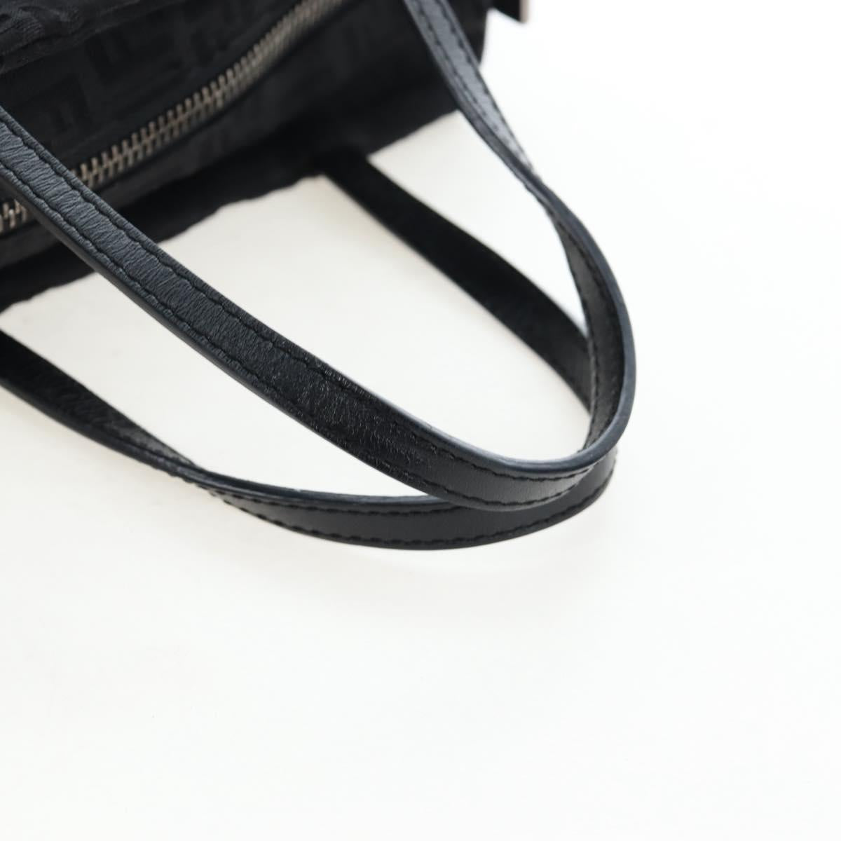 FENDI Zucchino Canvas Mini Hand Bag Black Silver Auth am12184V