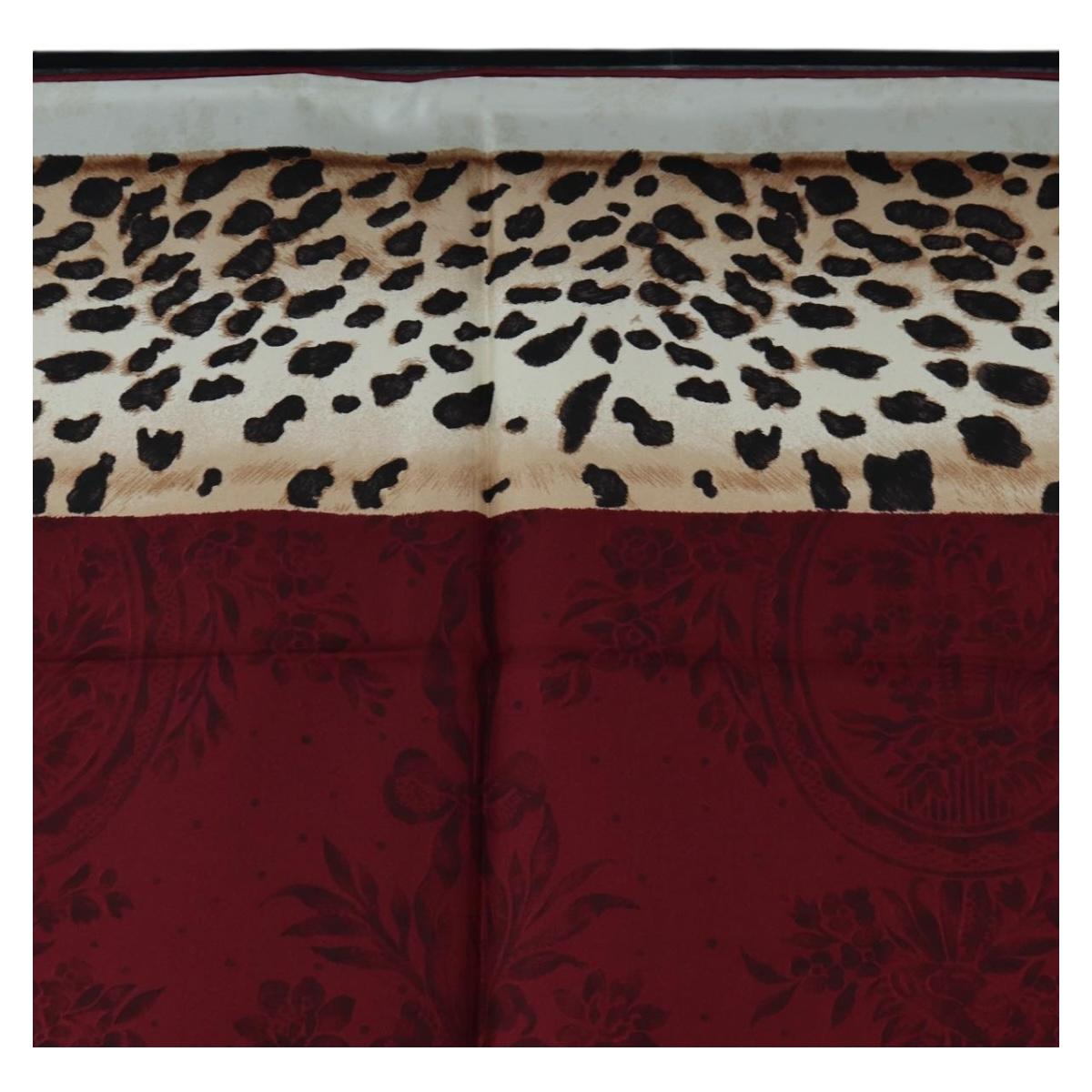 Christian Dior Leopard Scarf Silk Bordeaux Auth am12187M