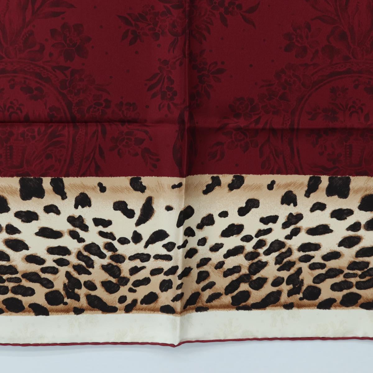 Christian Dior Leopard Scarf Silk Bordeaux Auth am12187M