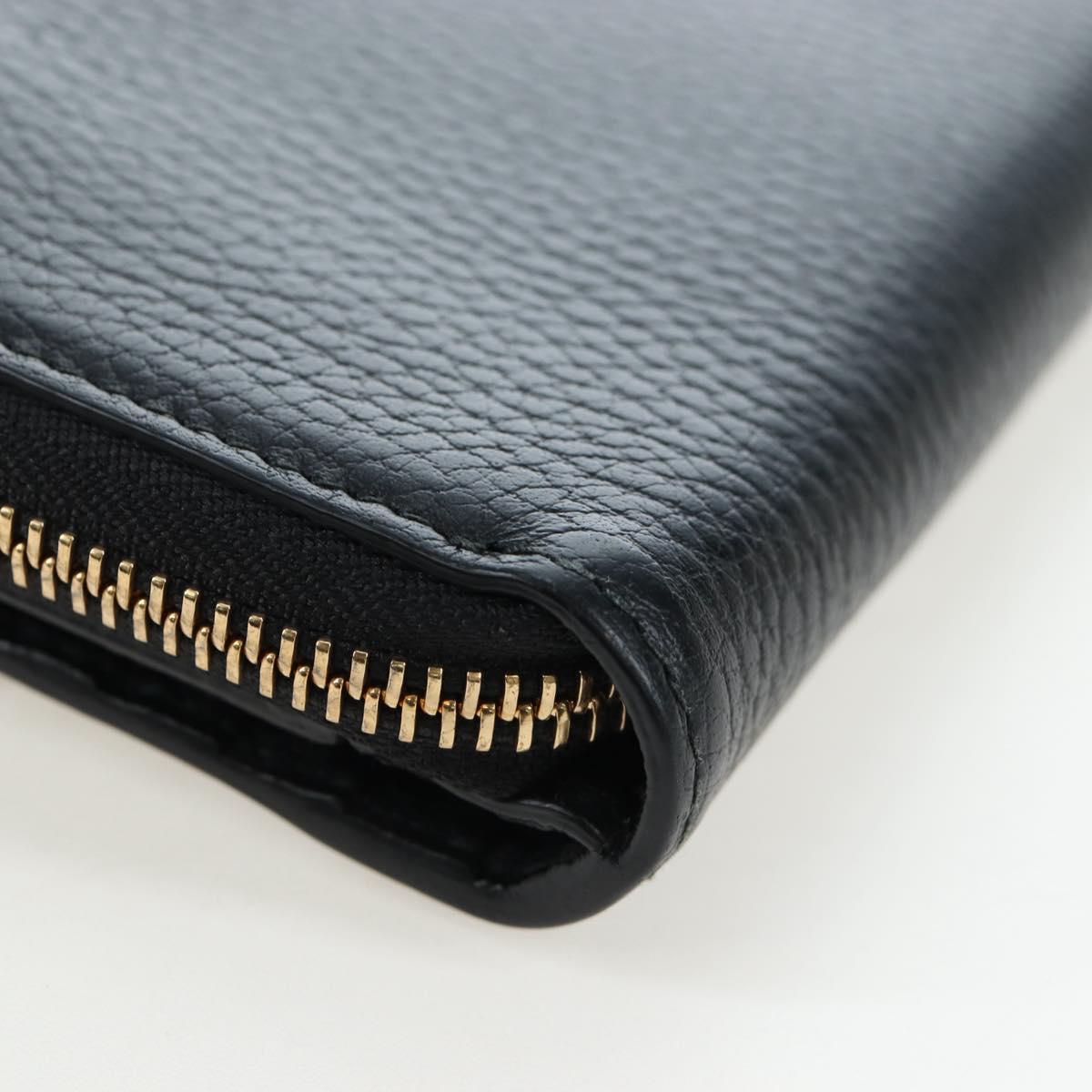 GUCCI Interlocking Round Long Wallet Leather Outlet Black 449397 Auth am12188V