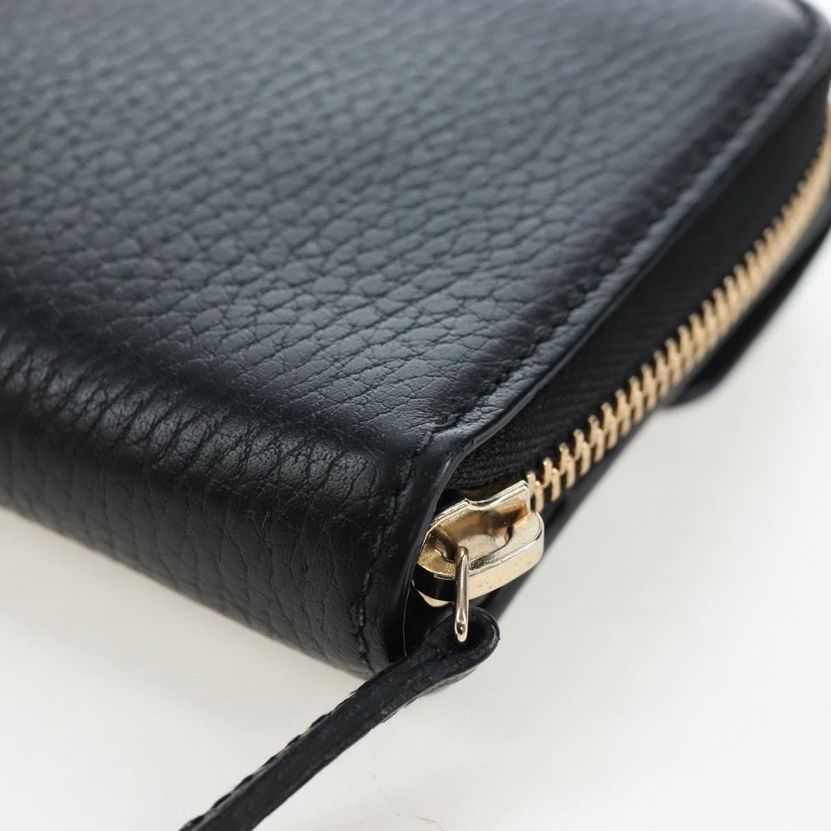 GUCCI Interlocking Round Long Wallet Leather Outlet Black 449397 Auth am12188V