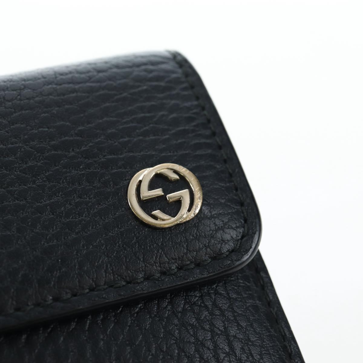 GUCCI Interlocking Round Long Wallet Leather Outlet Black 449397 Auth am12188V