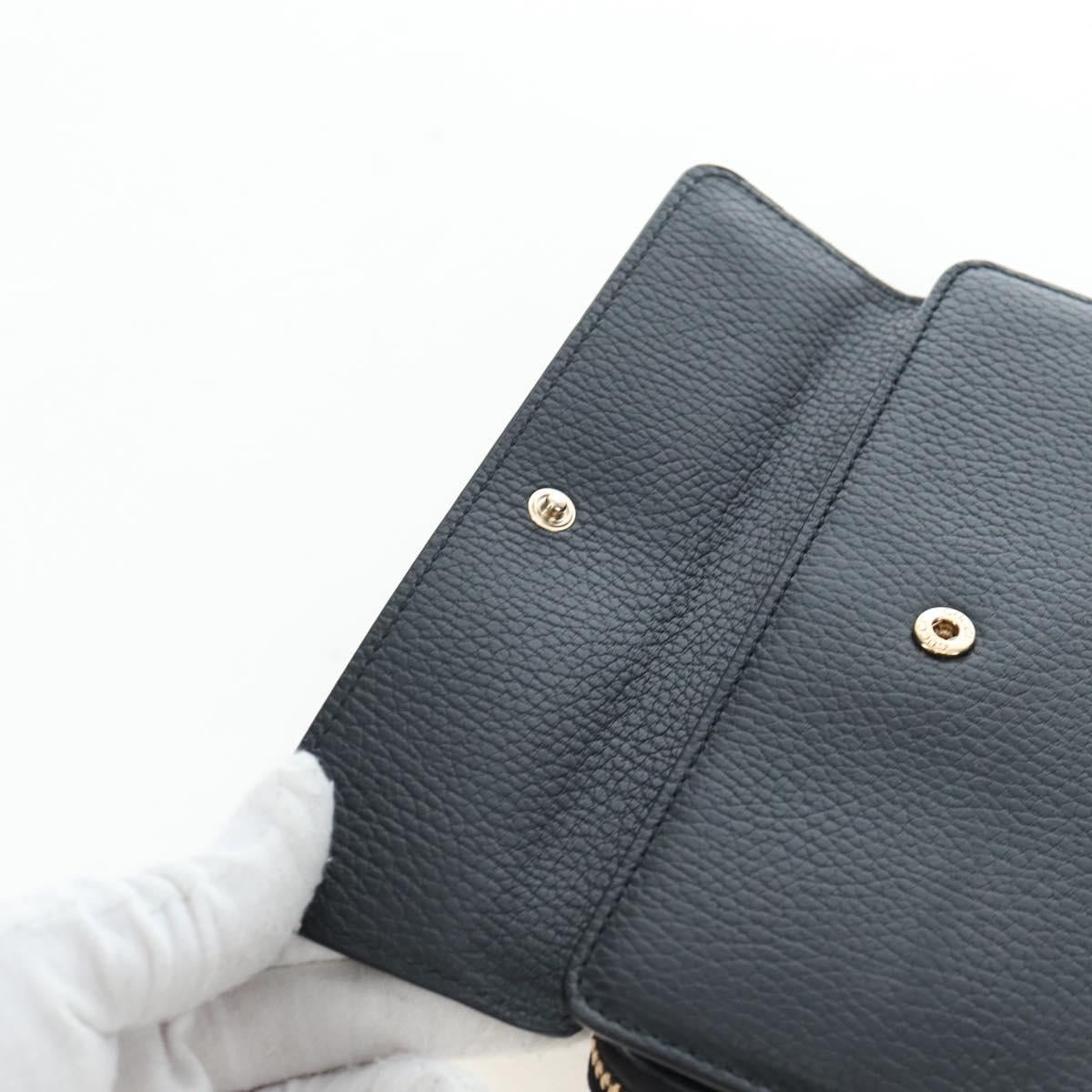 GUCCI Interlocking Round Long Wallet Leather Outlet Black 449397 Auth am12188V