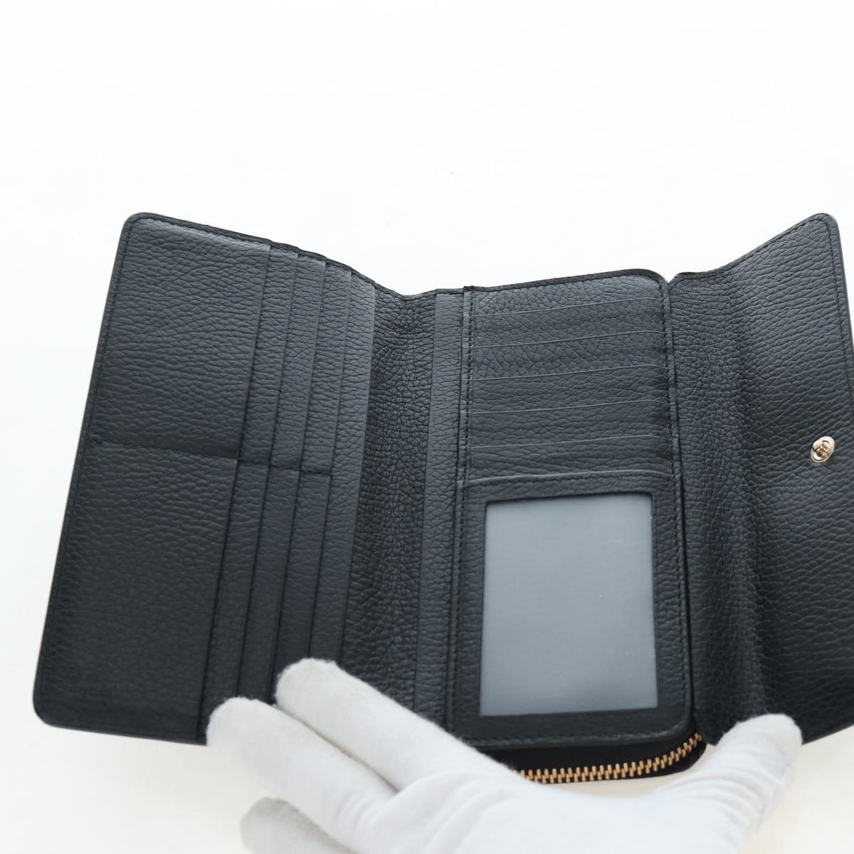 GUCCI Interlocking Round Long Wallet Leather Outlet Black 449397 Auth am12188V