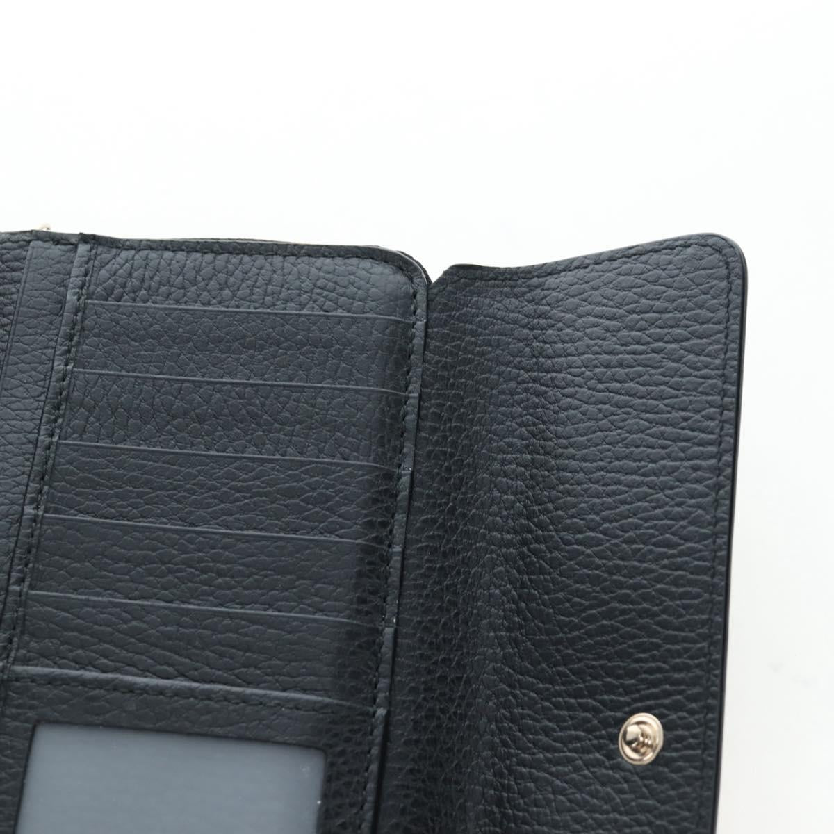 GUCCI Interlocking Round Long Wallet Leather Outlet Black 449397 Auth am12188V