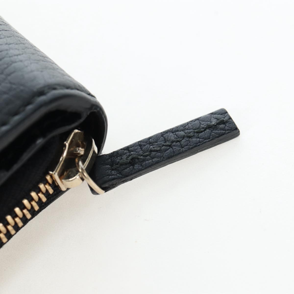 GUCCI Interlocking Round Long Wallet Leather Outlet Black 449397 Auth am12188V