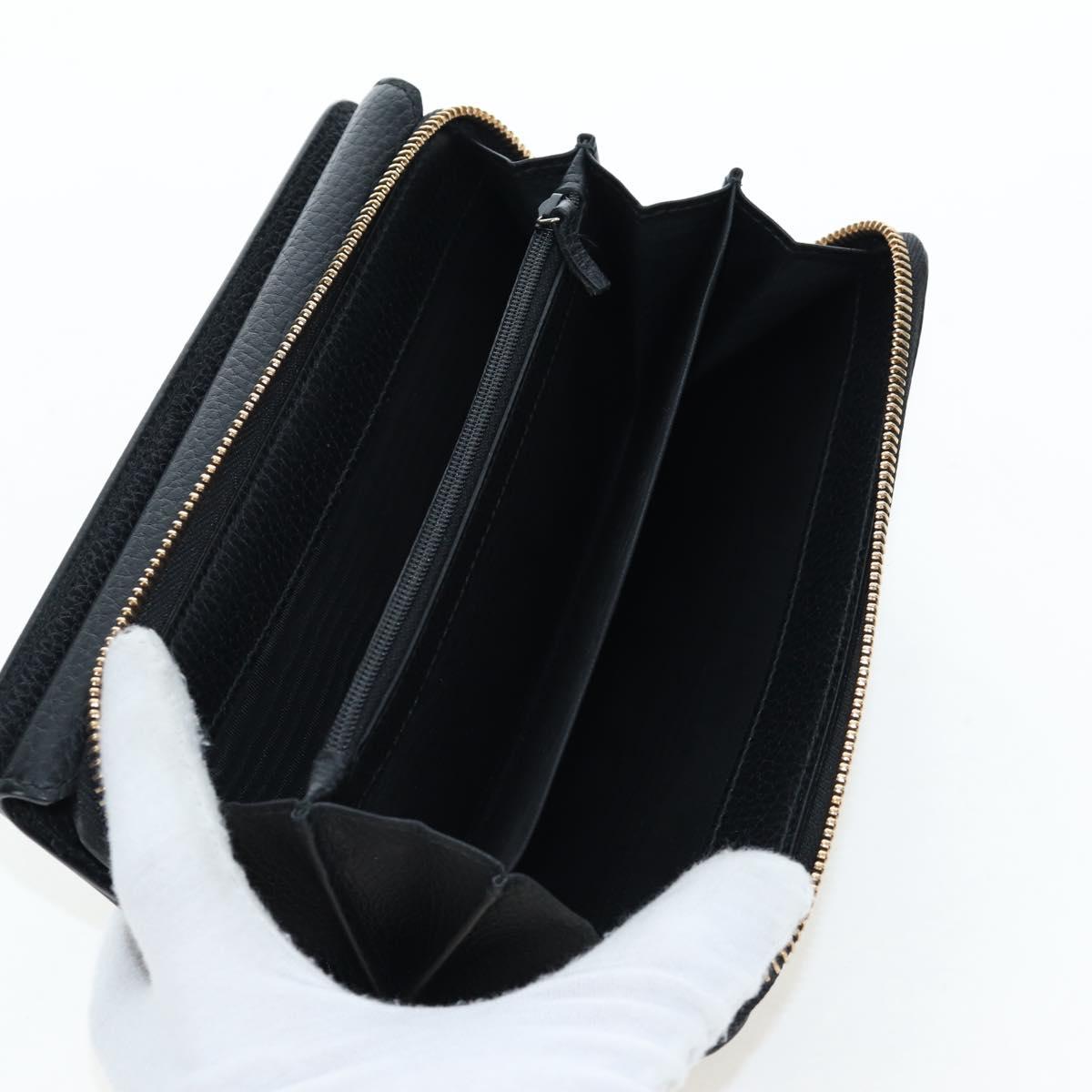 GUCCI Interlocking Round Long Wallet Leather Outlet Black 449397 Auth am12188V