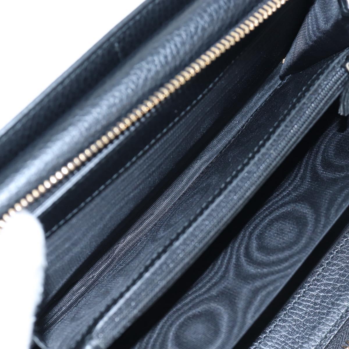 GUCCI Interlocking Round Long Wallet Leather Outlet Black 449397 Auth am12188V