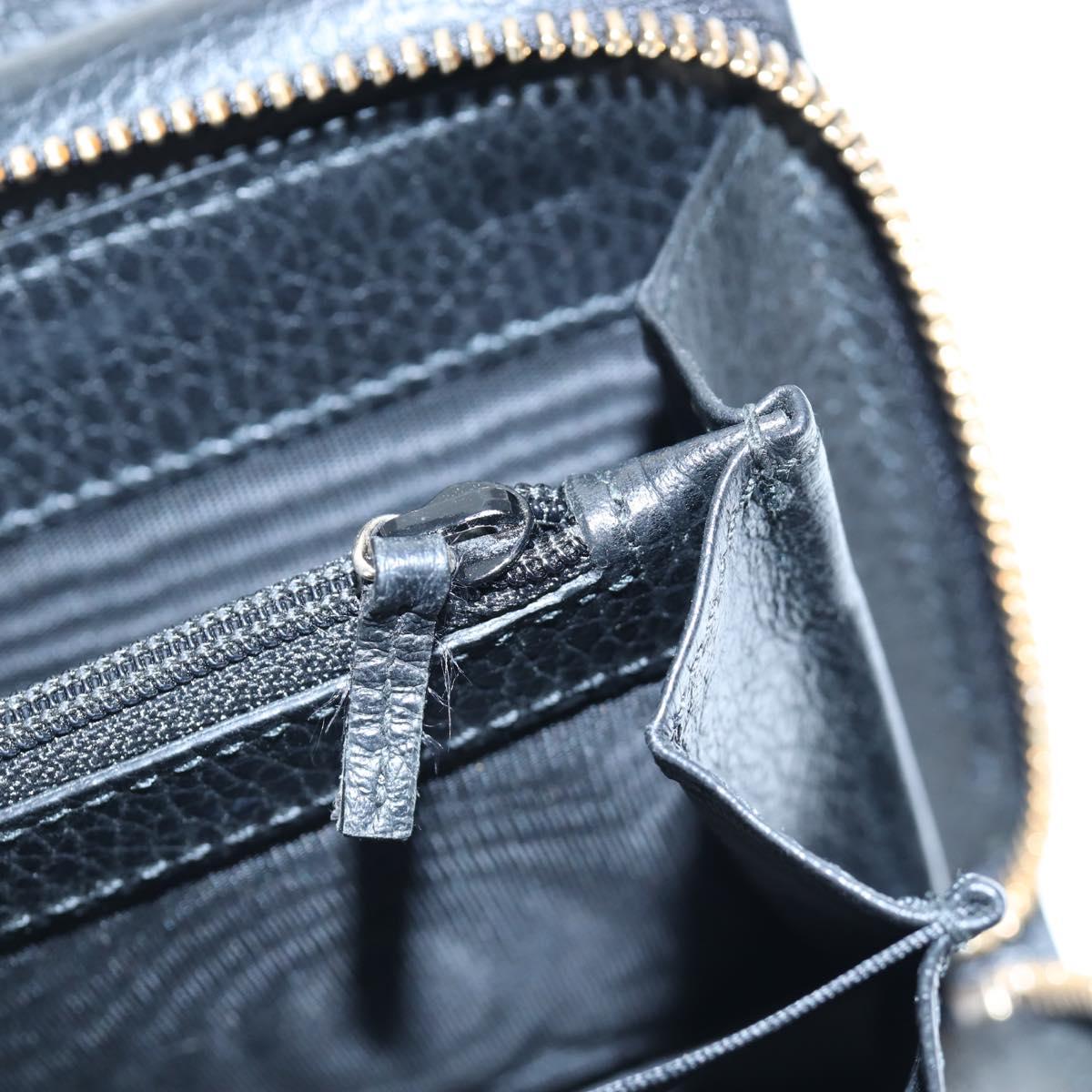 GUCCI Interlocking Round Long Wallet Leather Outlet Black 449397 Auth am12188V