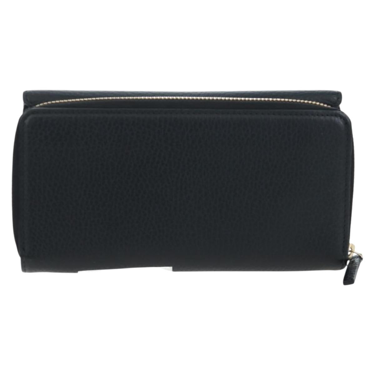GUCCI Interlocking Round Long Wallet Leather Outlet Black 449397 Auth am12188V