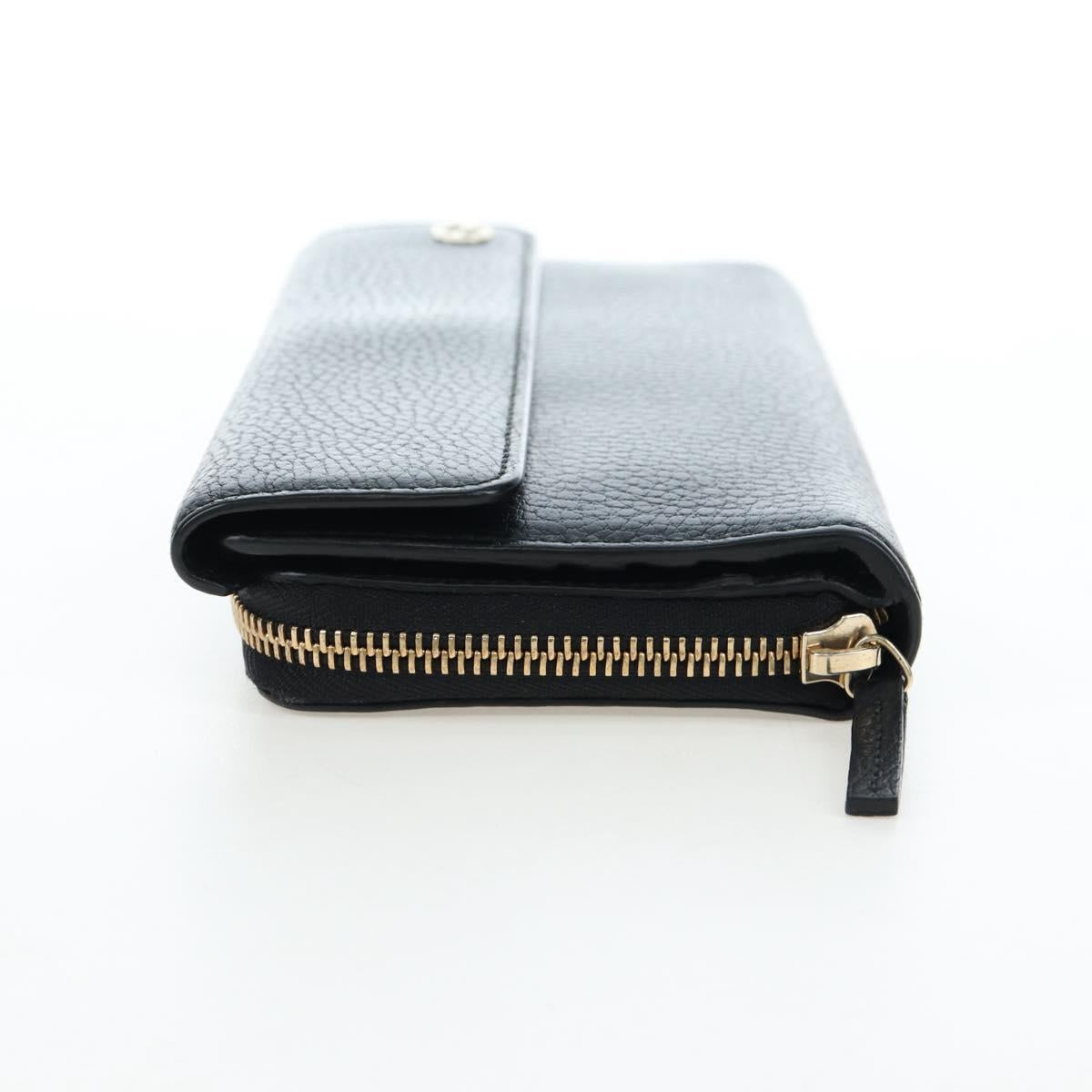GUCCI Interlocking Round Long Wallet Leather Outlet Black 449397 Auth am12188V