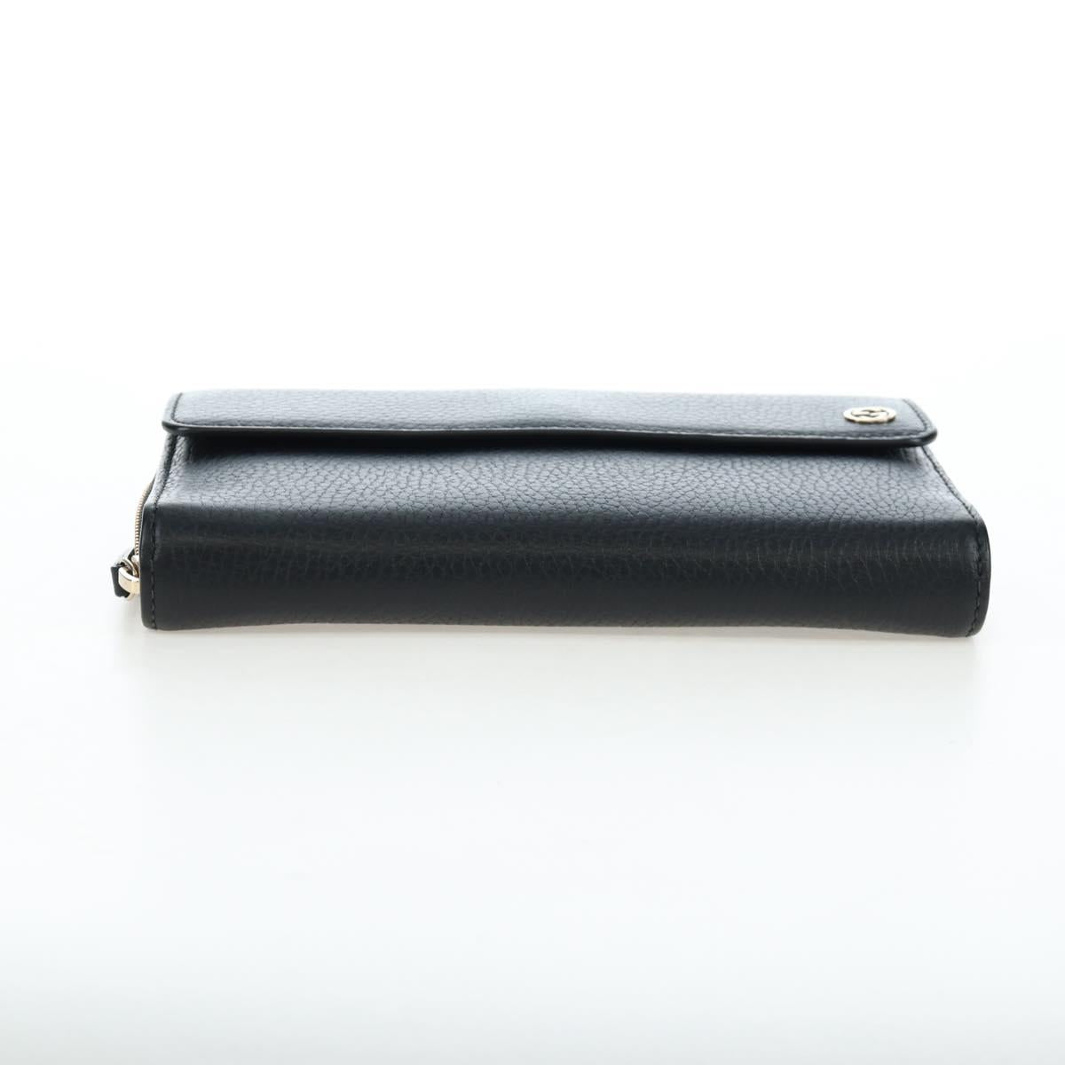 GUCCI Interlocking Round Long Wallet Leather Outlet Black 449397 Auth am12188V