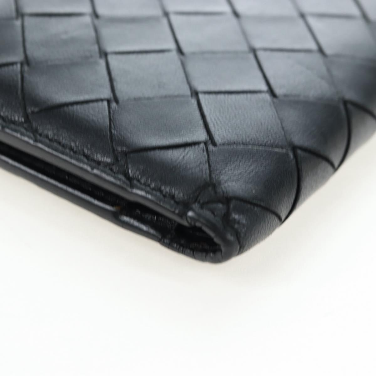 BOTTEGA VENETA INTRECCIATO Bifold Wallet Leather Black Gold Auth am12190V