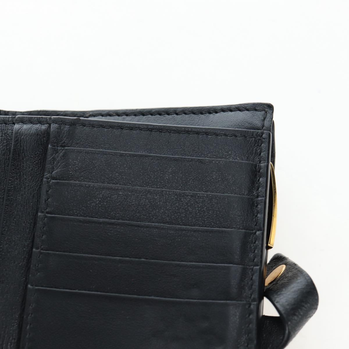 BOTTEGA VENETA INTRECCIATO Bifold Wallet Leather Black Gold Auth am12190V