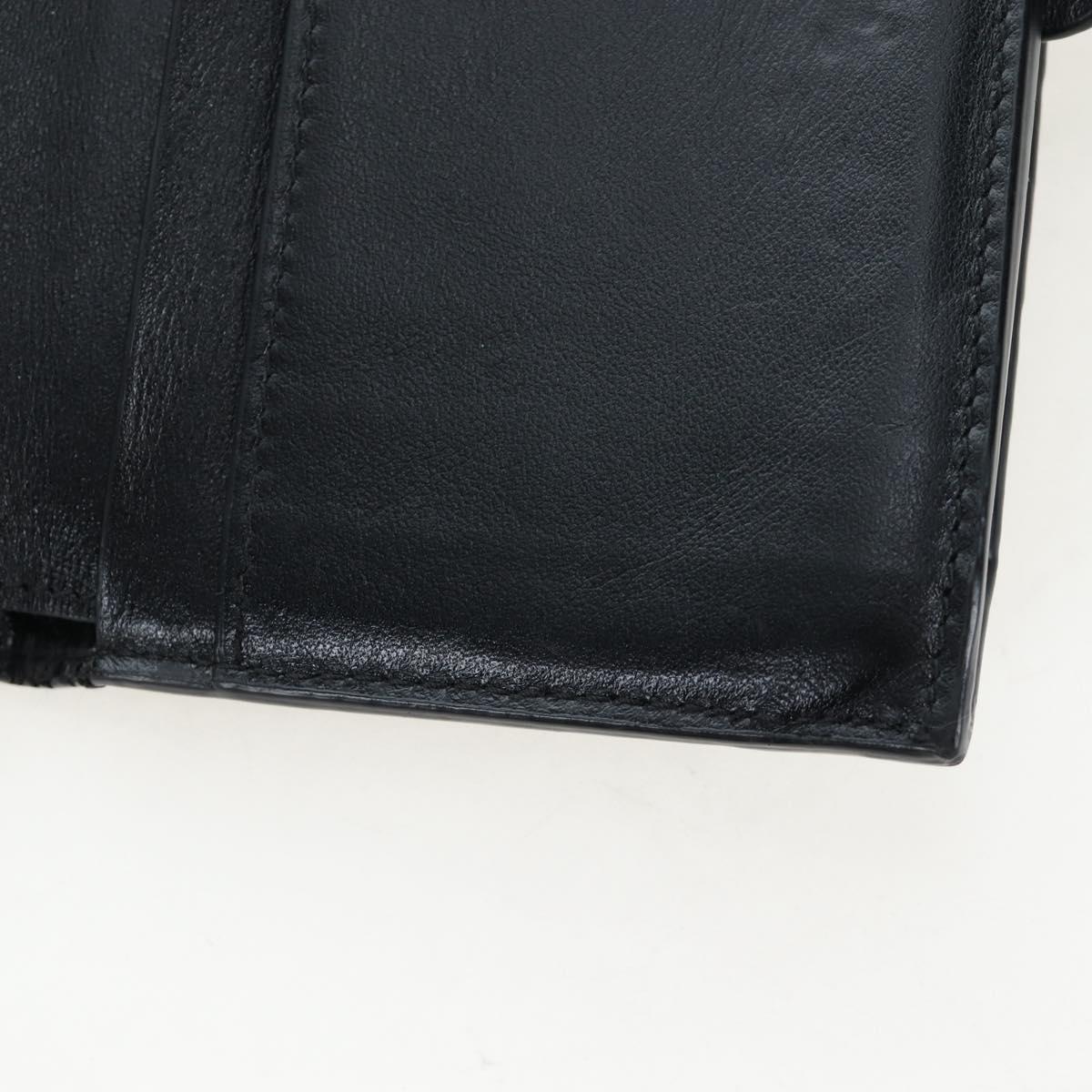 BOTTEGA VENETA INTRECCIATO Bifold Wallet Leather Black Gold Auth am12190V