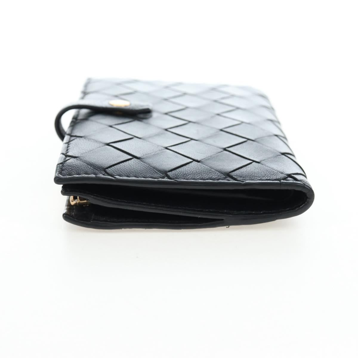 BOTTEGA VENETA INTRECCIATO Bifold Wallet Leather Black Gold Auth am12190V