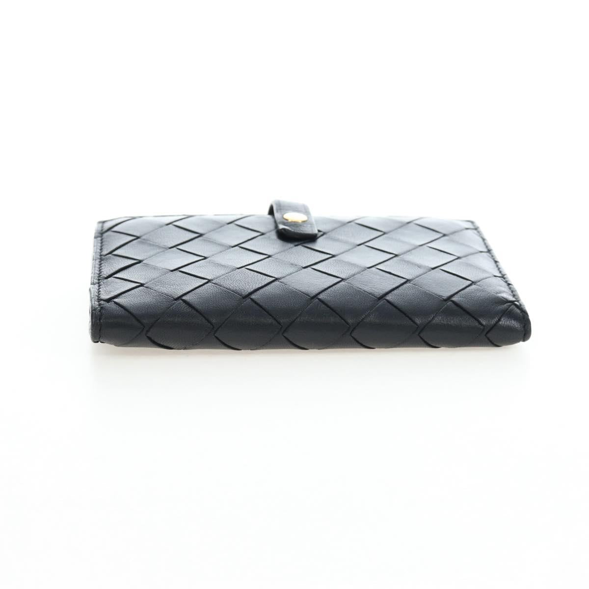 BOTTEGA VENETA INTRECCIATO Bifold Wallet Leather Black Gold Auth am12190V
