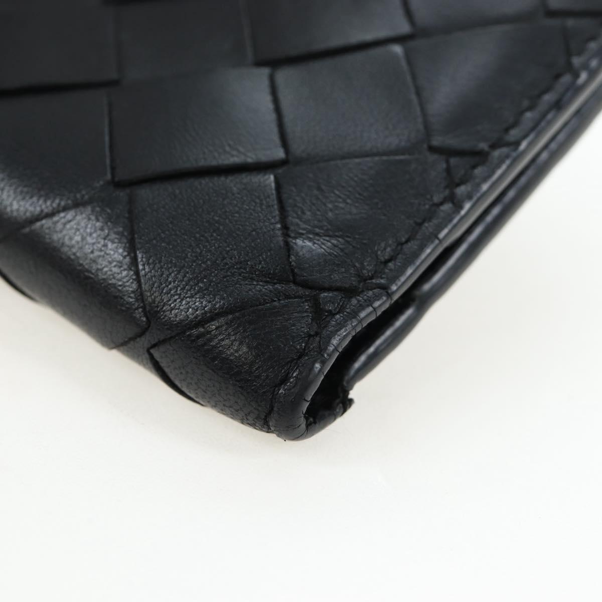BOTTEGA VENETA INTRECCIATO Bifold Wallet Leather Black Gold Auth am12190V