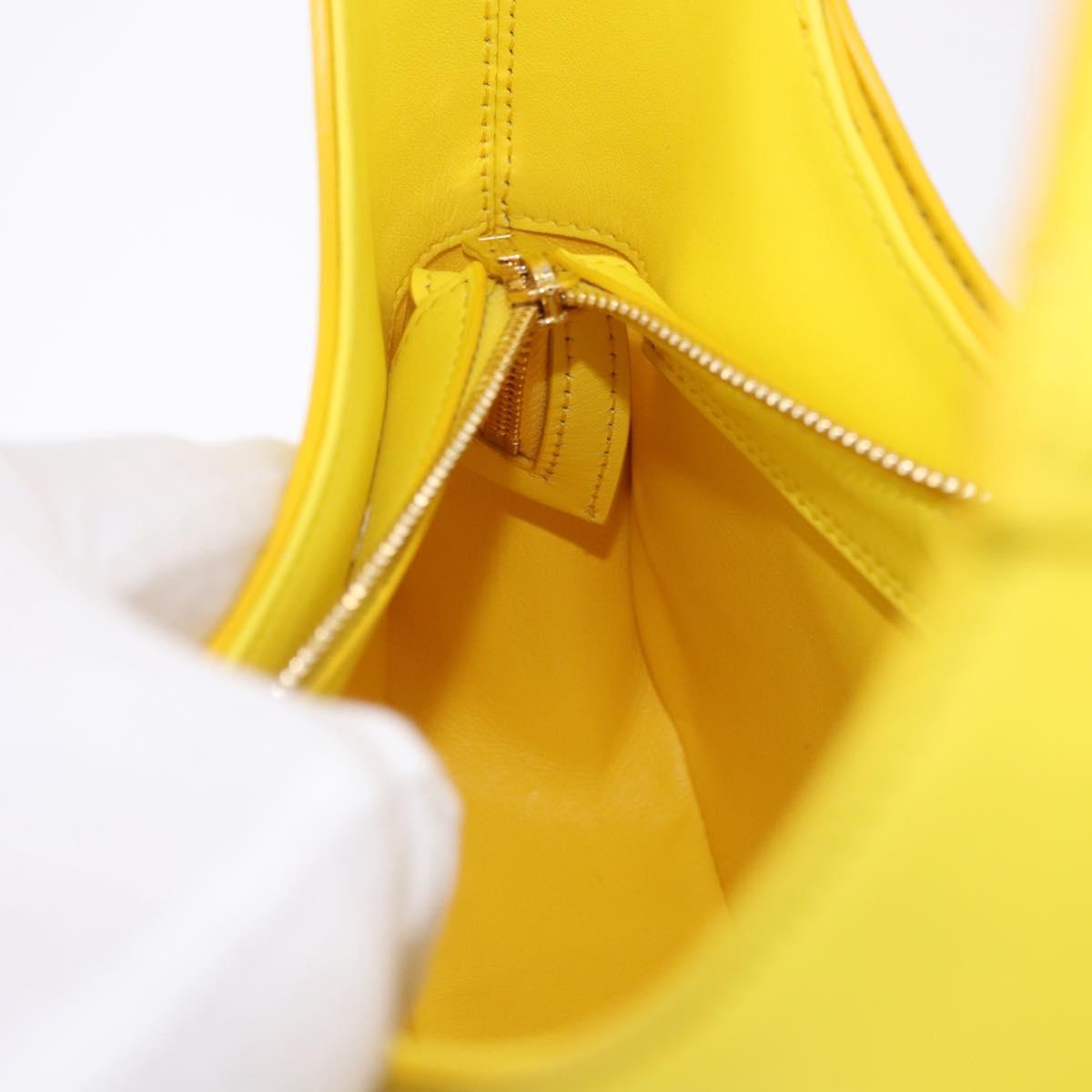 Salvatore Ferragamo Gancini Hand Bag Patent leather Yellow Gold Auth am12197M