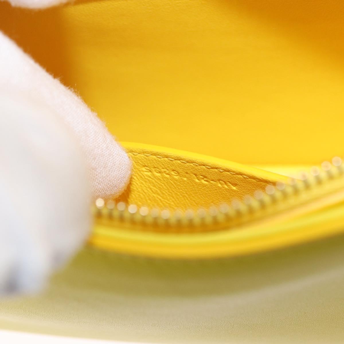 Salvatore Ferragamo Gancini Hand Bag Patent leather Yellow Gold Auth am12197M