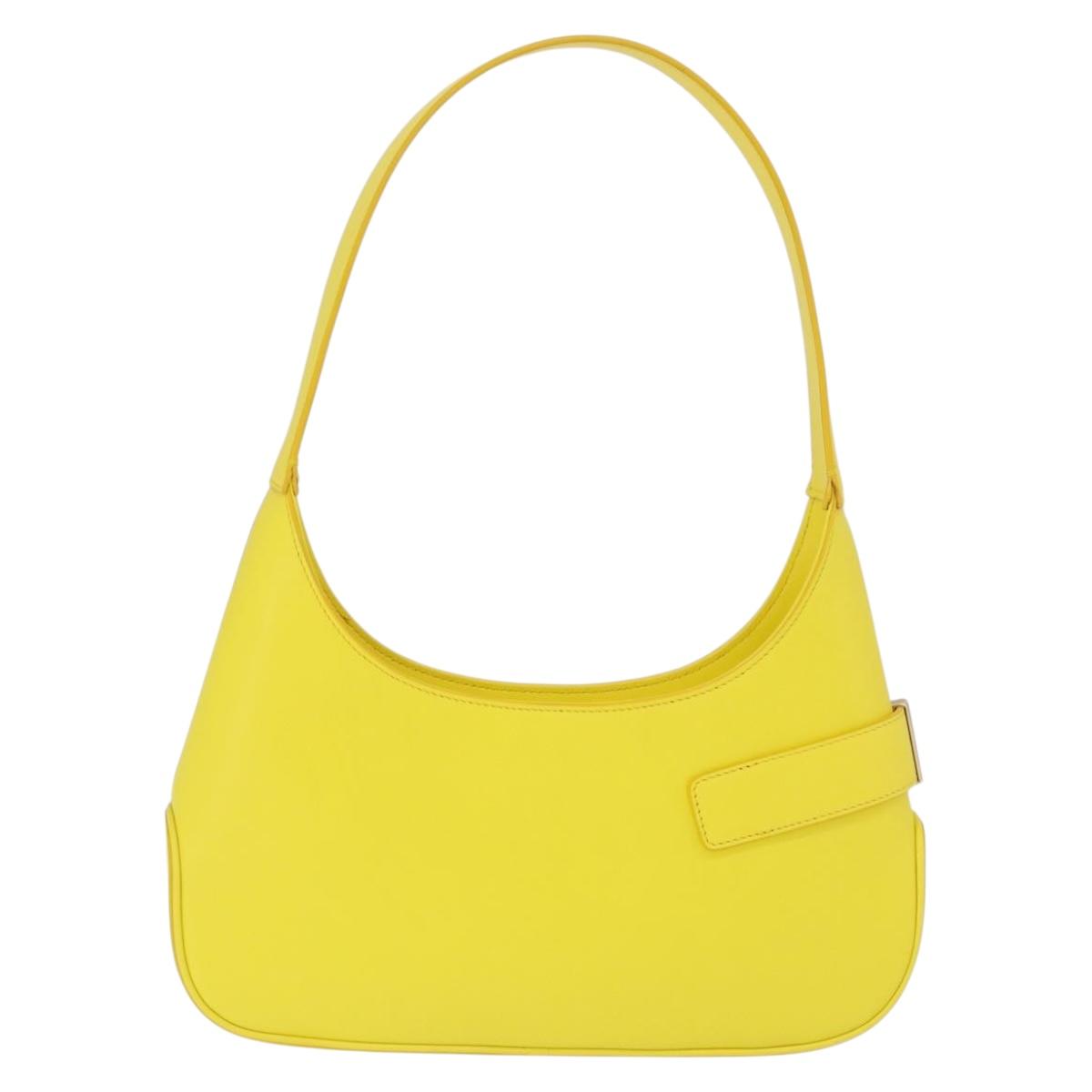 Salvatore Ferragamo Gancini Hand Bag Patent leather Yellow Gold Auth am12197M